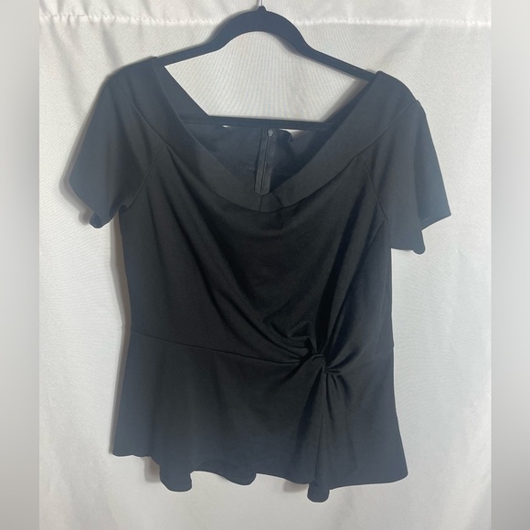 Soho NY & Co Black Peplum Knit Top XL Off Shoulder Knot Detail - Picture 1 of 7